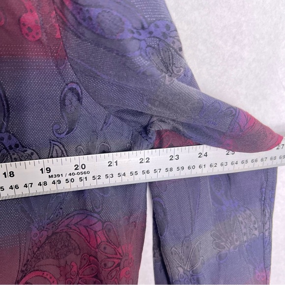 Luchino Visconti Mens Shirt Sz M Burgundy Navy Paisley Button-Up Long Sleeve - Picture 5 of 7